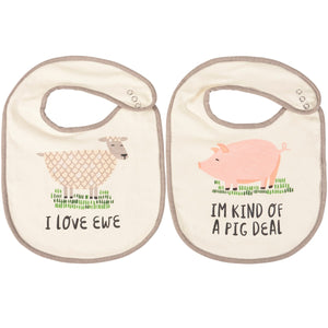 I Love Ewe Bib Set / Pig Deal