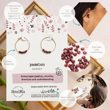 Load image into Gallery viewer, Garnet Gold Hoop Earrings for Passion - GHOP01