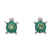 Load image into Gallery viewer, Silver & Green Turtle Ear Sense Earrings