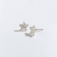 Load image into Gallery viewer, Silver Pave Stone Star Ear Sense Stud Earrings