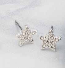 Load image into Gallery viewer, Silver Pave Stone Star Ear Sense Stud Earrings