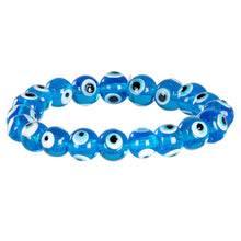 Load image into Gallery viewer, LIGHT BLUE GLASS BEAD EVIL EYE BRACELET