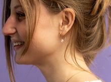 Load image into Gallery viewer, Herkimer Diamond Gold Hoop Earrings for Tranquility - GHOP09