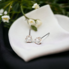 Load image into Gallery viewer, 4mm Silver Cubic Zirconia Ear Sense Stud Earrings