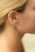 Load image into Gallery viewer, Garnet Gold Hoop Earrings for Passion - GHOP01