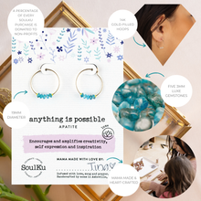 Load image into Gallery viewer, Apatite Gold Hoop Earrings for Anything is Possible - GHOP06