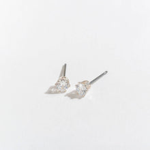 Load image into Gallery viewer, 4mm Silver Cubic Zirconia Ear Sense Stud Earrings
