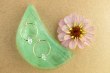 Load image into Gallery viewer, Herkimer Diamond Gold Hoop Earrings for Tranquility - GHOP09