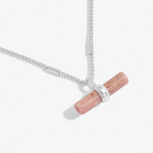 Load image into Gallery viewer, Aura Rhodochrosite Bar Necklace in Silver Plating