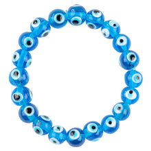 Load image into Gallery viewer, LIGHT BLUE GLASS BEAD EVIL EYE BRACELET