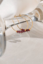 Load image into Gallery viewer, Garnet Gold Hoop Earrings for Passion - GHOP01