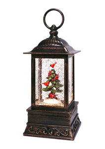 10.5" Pine Tree w/Cardinals Glitter Lantern - Christmas is Forever