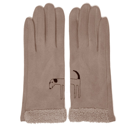 Dog Embroidered Touch Screen Gloves