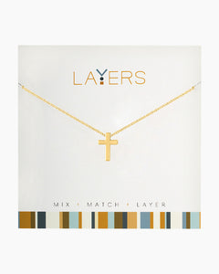 Layers Cross Charm Necklace in Gold