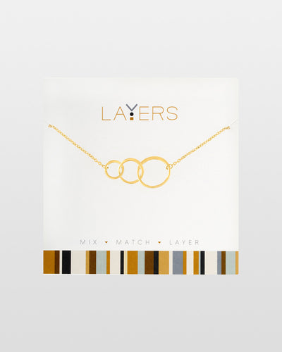 Layers Open Circle Charm Trio Necklace in Gold