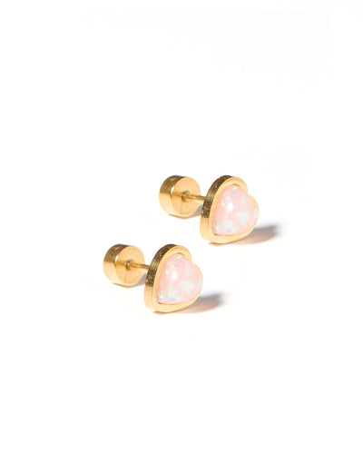 Screwback Stud Earrings - Tara - White