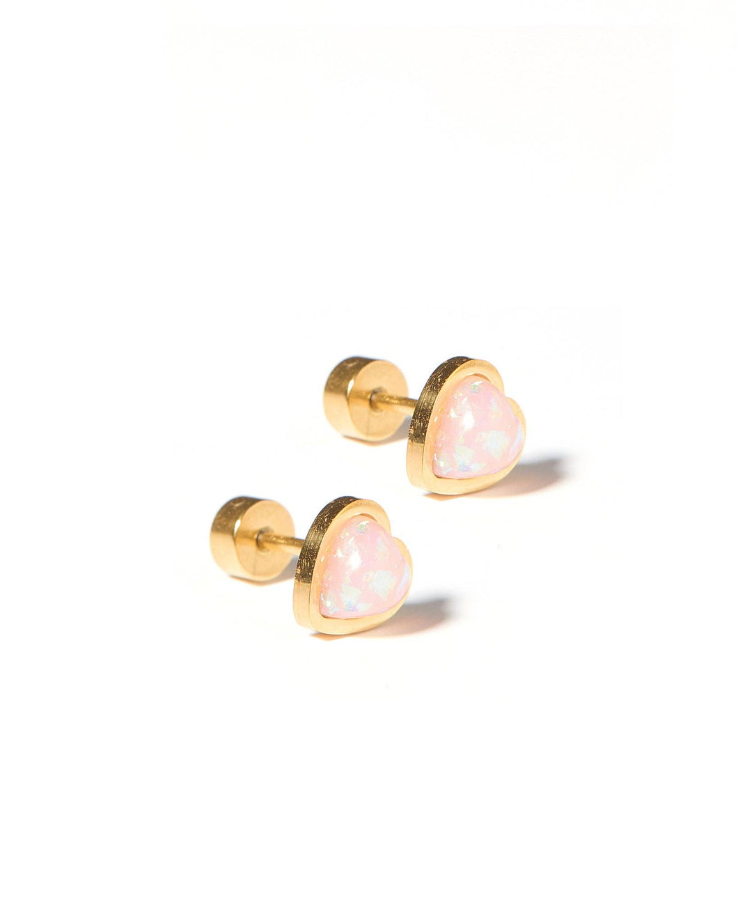 Screwback Stud Earrings - Tara - White
