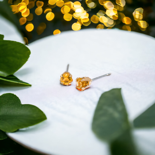 Solitaire Round Cut Birth Stone Ear Sense Stud Earrings