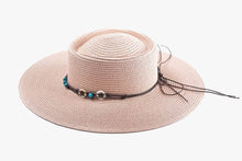 Load image into Gallery viewer, Brianna Wide Brim Boater Hat w/ Beaded Trim