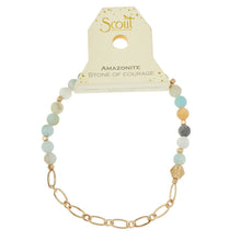 Load image into Gallery viewer, Mini Stone w/Chain Stacking Bracelet - Amazonite/Gold