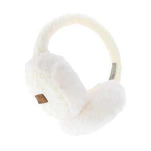 Cable Knit Faux Fur Earmuff EM3661