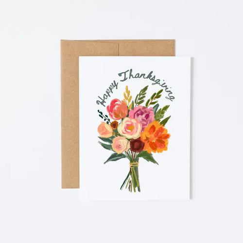 Set of 6  Happy Thanksgiving Fall Floral Bouquet Note Cards