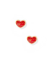 Load image into Gallery viewer, Screwback Stud Earrings - Nora Heart - Red