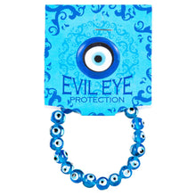 Load image into Gallery viewer, LIGHT BLUE GLASS BEAD EVIL EYE BRACELET