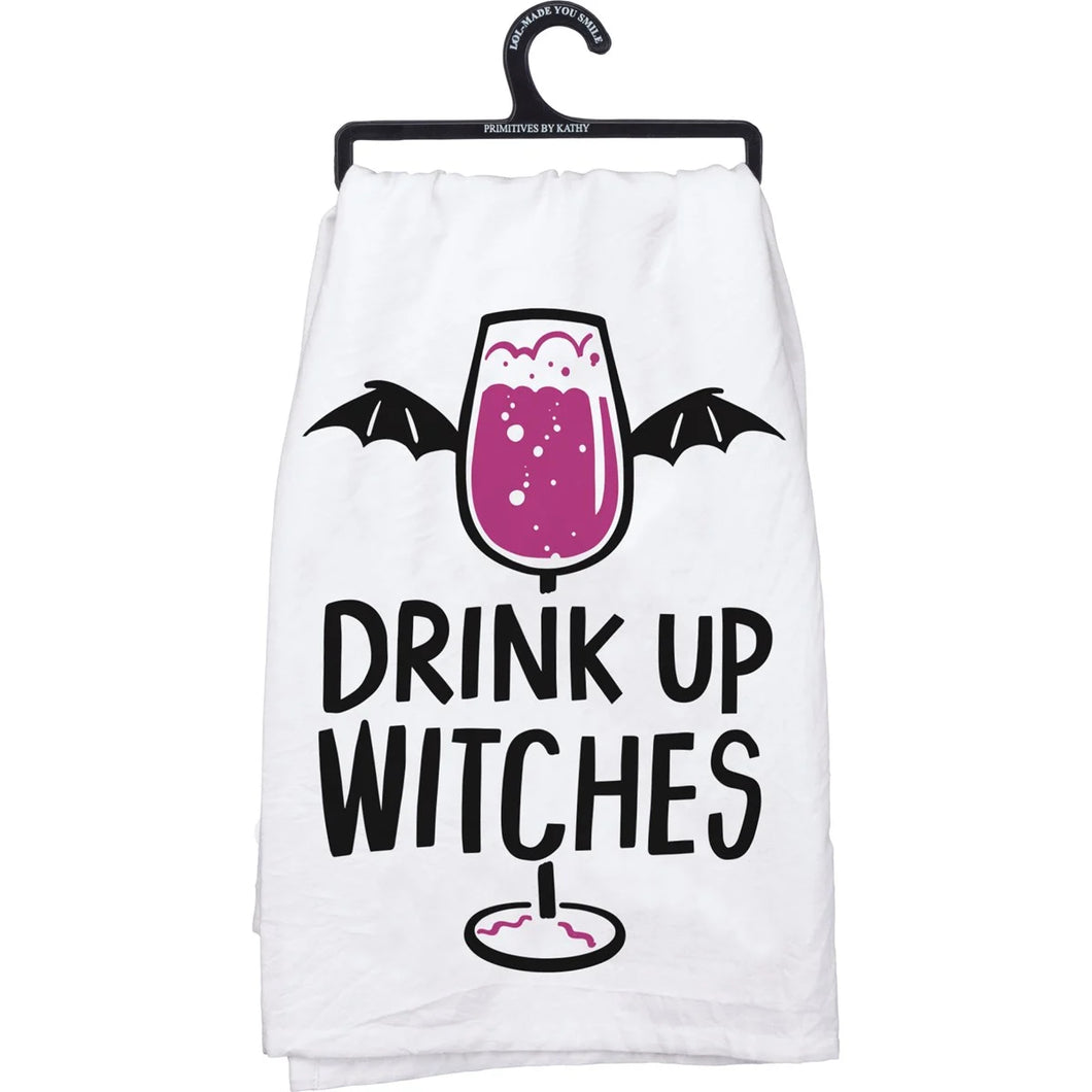 Drink Up Witches Bat Wing Kitchen Towel