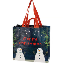 Load image into Gallery viewer, Merry Christmas Snowmen Market Tote
