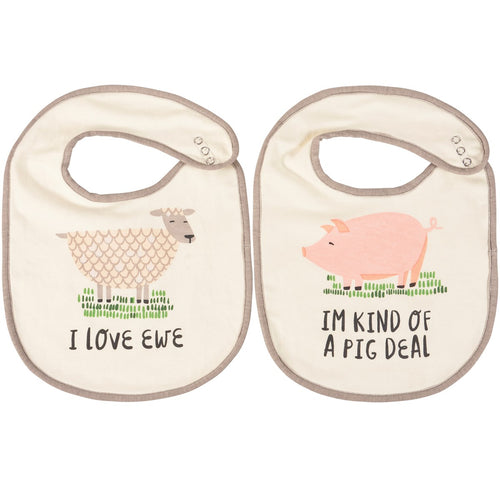 I Love Ewe Bib Set / Pig Deal