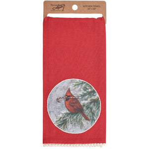 Winter Cardinal Kitchen Towel