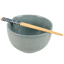 Load image into Gallery viewer, Ribbed Blue Ramen Bowl Set