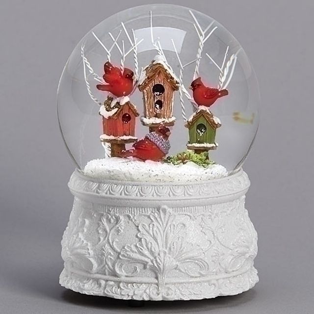 Cardinal Birdhouse Snow Globe