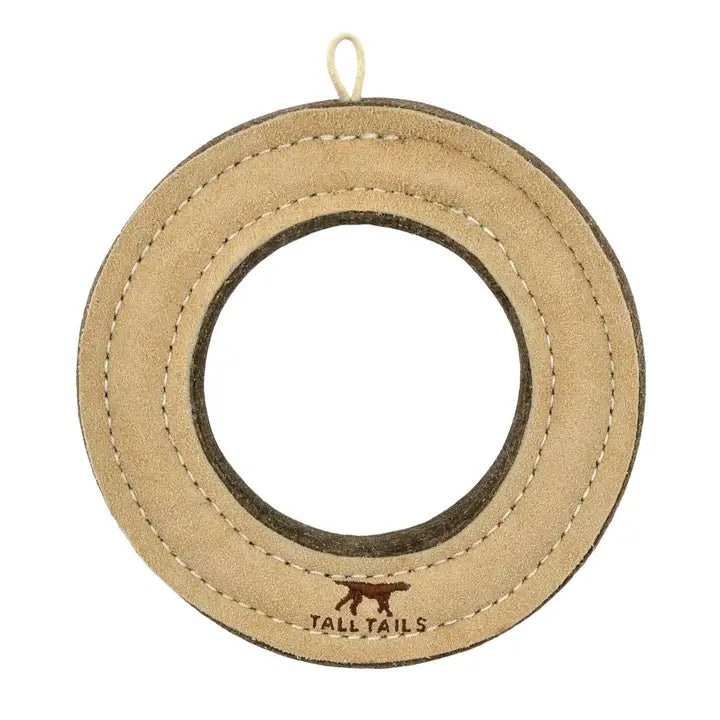 Tall Tails Natural Leather & Wool Ring Toy - 7
