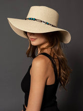Load image into Gallery viewer, Brianna Wide Brim Boater Hat w/ Beaded Trim