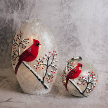 Load image into Gallery viewer, Snow Branch Glass Ornament with LED String Lights — Christmas, Holiday Ornaments