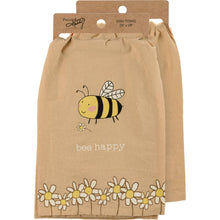 Load image into Gallery viewer, Rustic Bee Happy Kitchen Towel