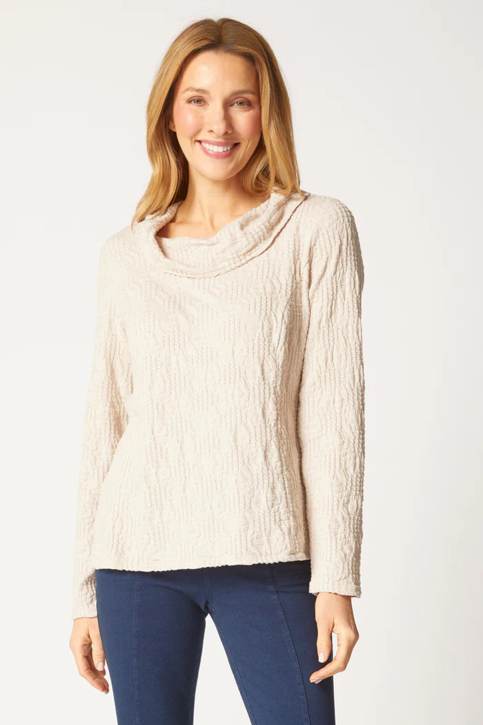 Sunburst Knit Cowl Neck Pullover