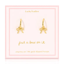Load image into Gallery viewer, Beautiful Bows - Bow Charm Hoops - Gold