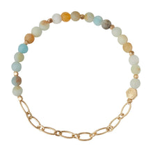 Load image into Gallery viewer, Mini Stone w/Chain Stacking Bracelet - Amazonite/Gold