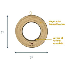 Load image into Gallery viewer, Tall Tails Natural Leather &amp; Wool Ring Toy - 7&quot;