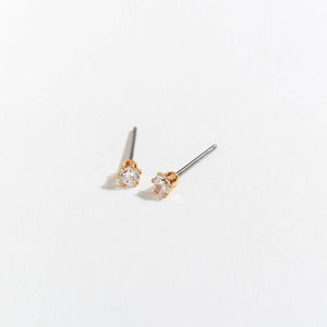3mm Cubic Zirconia Ear Sense Stud Earrings