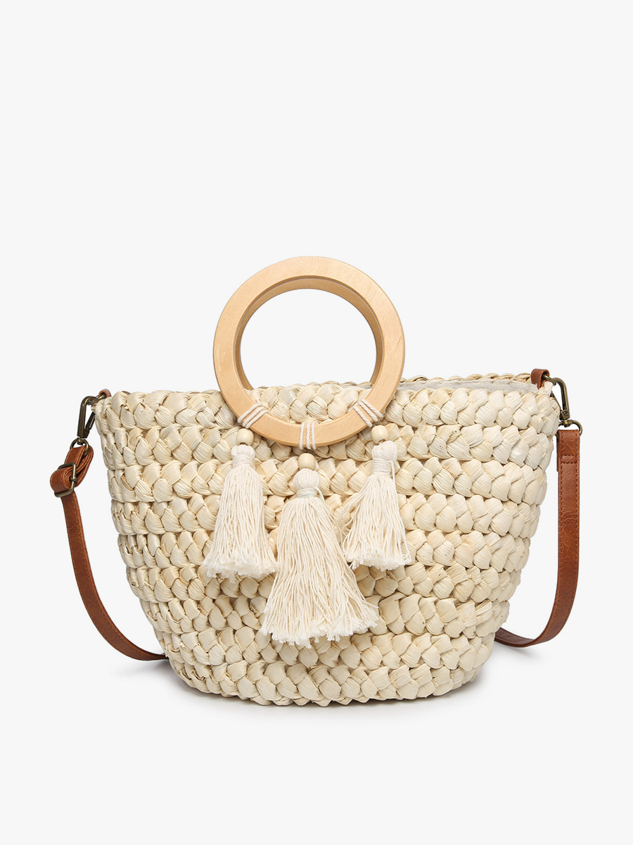 Cheryl Seagrass Satchel w/ Circle Handles