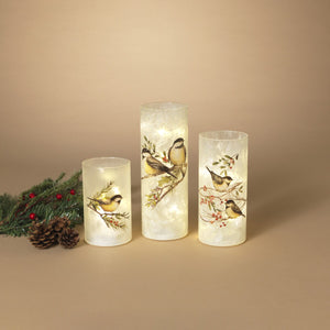 Gerson Set of 3 Lighted Frosted Glass Cylinder Luminaries 9.8