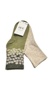 HUE Multi Stripe Wool Blend Mini Crew Socks, 2 Pack