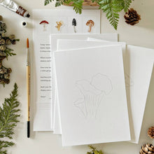 Load image into Gallery viewer, Mushrooms paintable watercolor notecard set