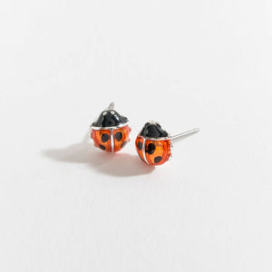 Red and Black Ladybug Ear Sense Stud Earrings