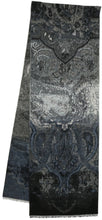 Load image into Gallery viewer, Distressed Paisley Recycled Cotton Cashmink Scarf: Navy