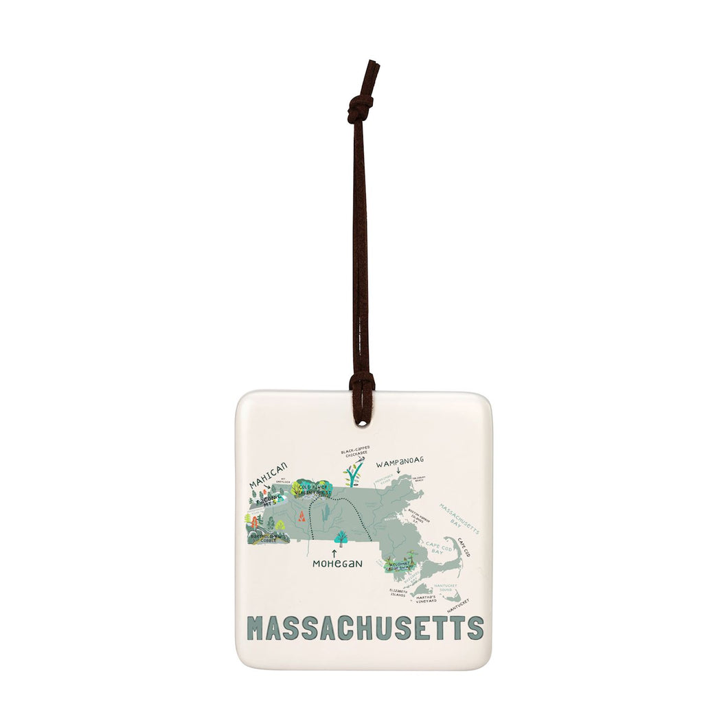 Massachusetts State Magnetic Ornament - Bone